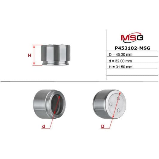 P453102MSG MSG Поршень тормозного суппорта