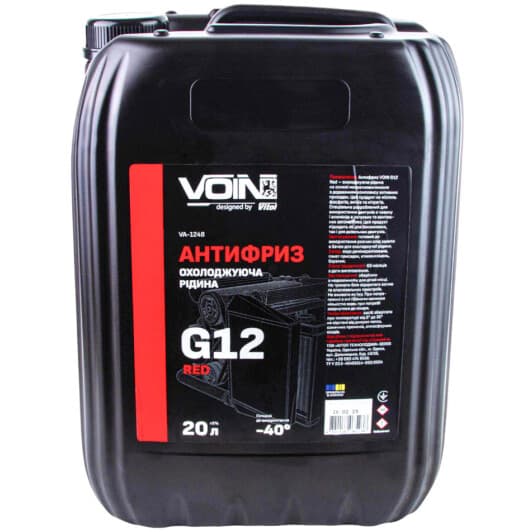 Voin G12 красный -40 °C, 20 л (VA-1248) готовый антифриз