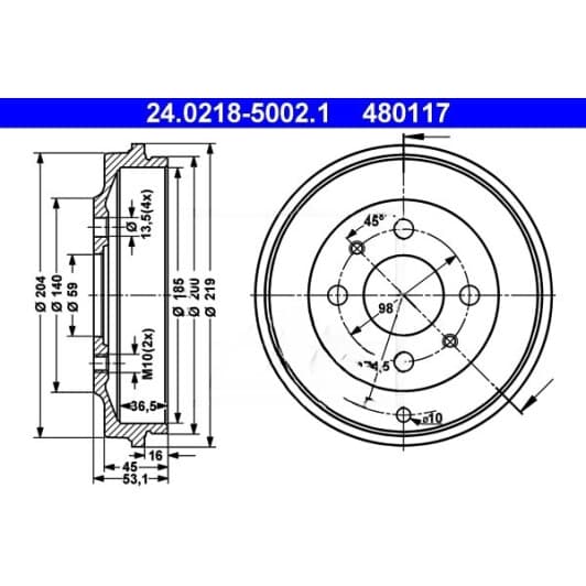 24.0218-5002.1 ATE Тормозной барабан
