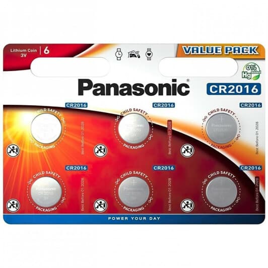 Батарейка Panasonic CR-2016EL/6B CR2016 3 V 6 шт