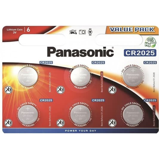 Батарейка Panasonic CR-2025EL/6B CR2025 3 V 6 шт