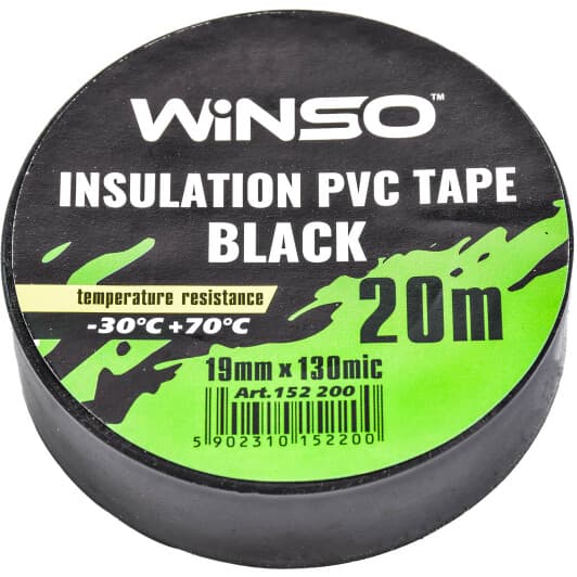 Изолента Winso 152200 черная ПВХ 19 мм х 20 м