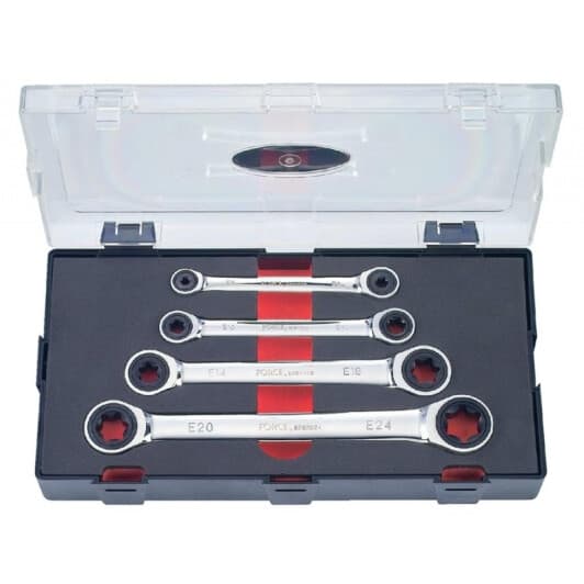 Набор ключей накидных трещоточных Force K50411 E6-E24 4 шт