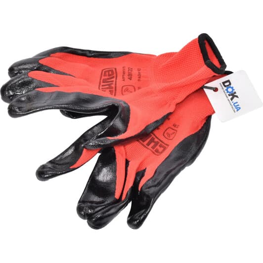 Перчатки рабочие Сила хб с нитриловым покрытием красные