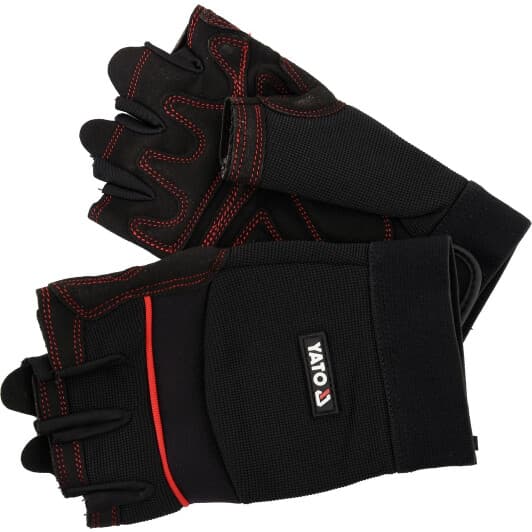 Перчатки рабочие Yato флисовые с кожаными вставками черные, M 8" (yt74658)