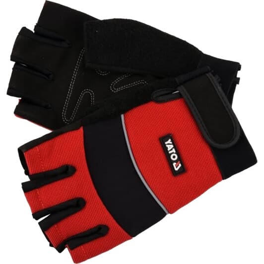 Рукавички робочі Yato синтетичні з шкіряними вставками червоні, L 9" (yt74661)