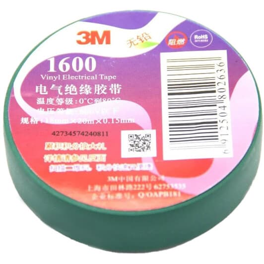 Ізоляційна стрічка 3M 1600 46745 зелена ПВХ 18 мм х 20 м