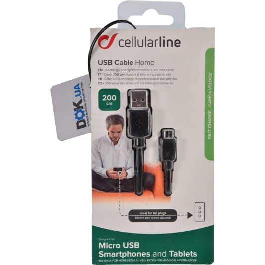 Кабель CellularLine Home USBDATACMICROUSB2M USB - Micro USB 2 м