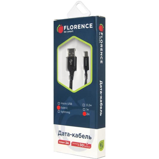 Кабель Florence Technic FL-2204-2-KT USB - USB type-C 2 м