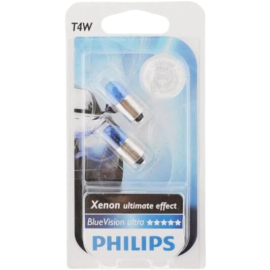 Автолампа Philips BlueVision Ultra T4W 4 W світло-блакитна 12929BVB2
