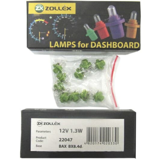 Автолампа Zollex BAX BX8,4d 1,3 W прозора 22047