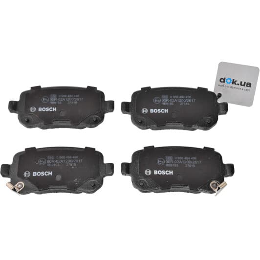 0 986 494 496 Bosch Гальмівні колодки