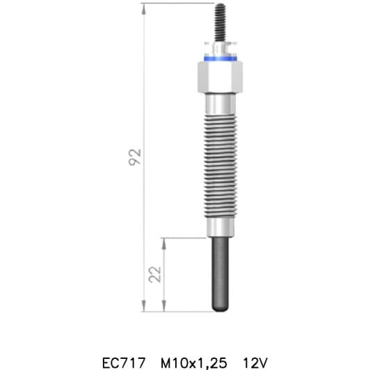 ec717 ET.1 ECO Свеча накала (12V / 90 мм) Hyundai Kia Mitsubishi Nissan 2.3-2.5 D/TD 80-