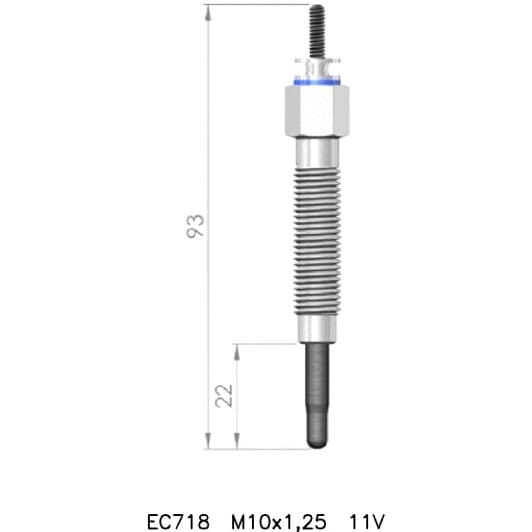 ec718 ET.1 ECO Свеча накала (11V / 90 мм) Hyundai Kia Mitsubishi Nissan 2.3-2.5 D/TD 80-