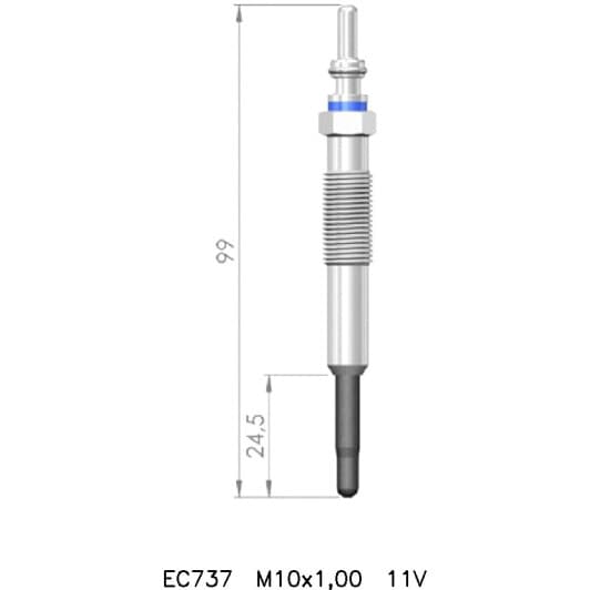 ec737 ET.1 ECO Свеча накала (11V / 99 мм) Renault Kangoo 1.9D (F8Q) (под защелку)