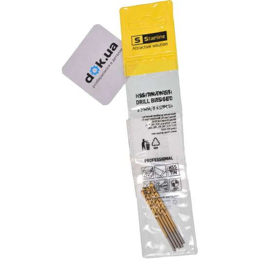 Набір свердл Starline спіральних по металу GVVT2MM 2 мм 5 шт.