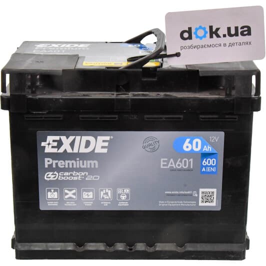 Аккумулятор Exide 6 CT-60-L Premium EA601