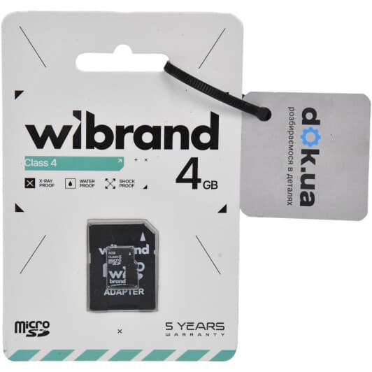 Карта памяти Wibrand microSDHC 4 ГБ с SD-адаптером