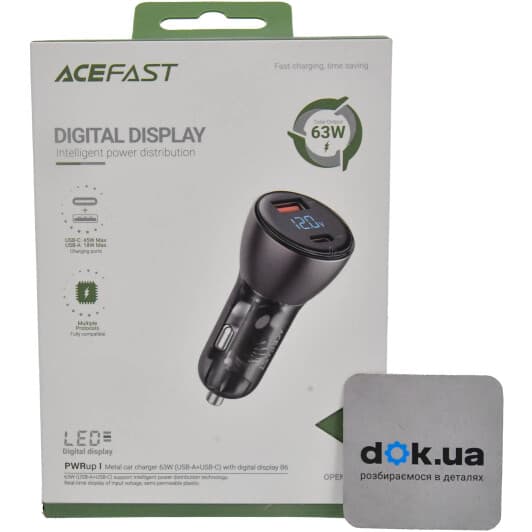 USB зарядка в авто Acefast Digital Display AFB6B