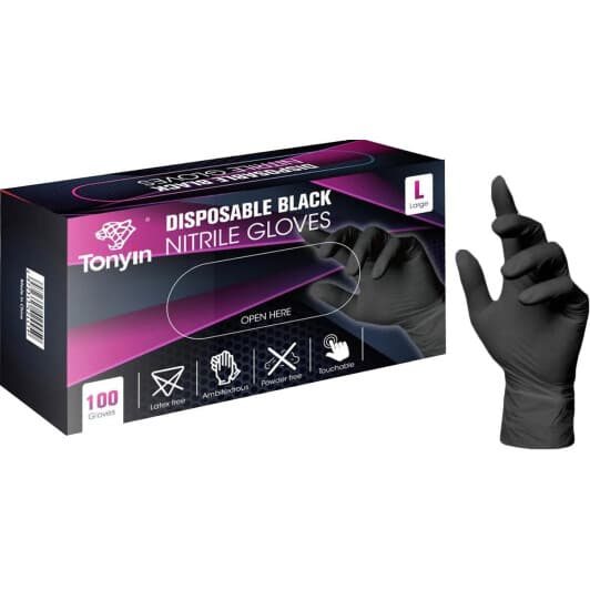 Перчатки бытовые Tonyin нитриловые черный