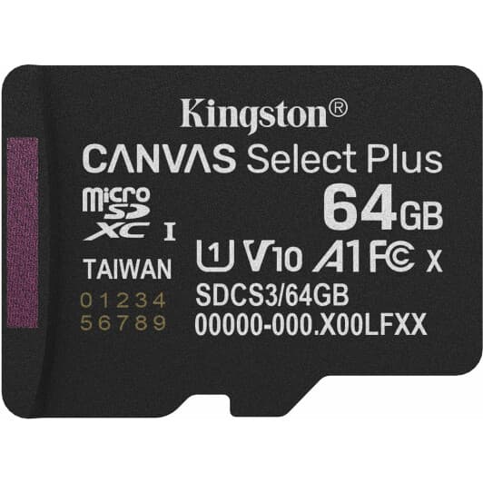 Карта памяти Kingston Canvas Select Plus microSDXC 64 ГБ SDCS364GBSP