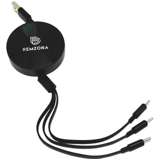 Кабель 3 в 1 Remzona USB - Apple Lightning - type-C - Micro USB CUCLM1-02BK 6902856190222 1,1 м