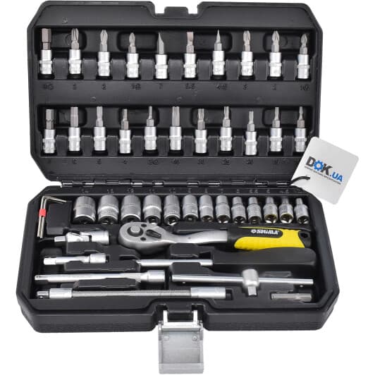 Набор торцевых головок и комплектующих Sigma 6003511 1/4" (46 пр.)