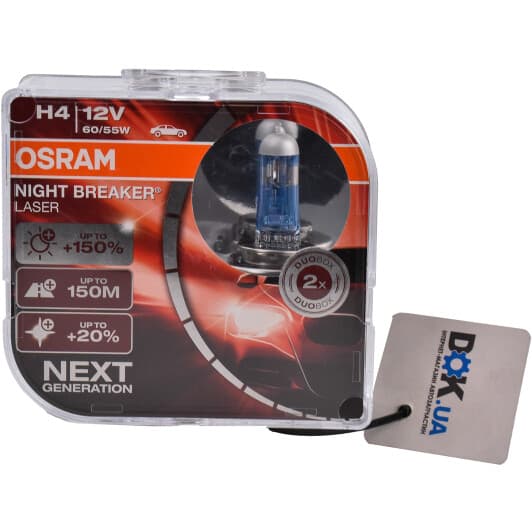 Автолампа Osram Night Breaker Laser H4 P43t 60 W прозоро-блакитна 64193nlhcb