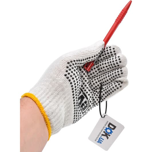 Перчатки рабочие Сила хб с точками ПВХ белые с черным