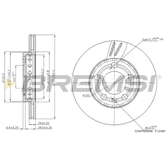 cd7164v Bremsi Тормозной диск