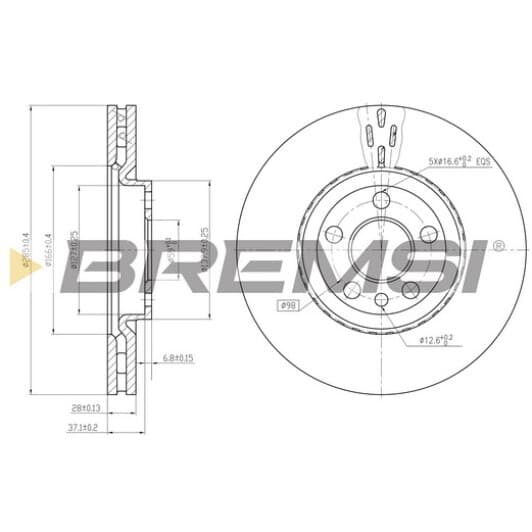 cd7165v Bremsi Тормозной диск