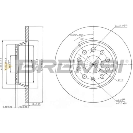 cd7306s Bremsi Тормозной диск