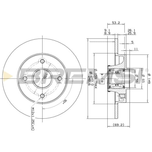 cd7560s Bremsi Тормозной диск