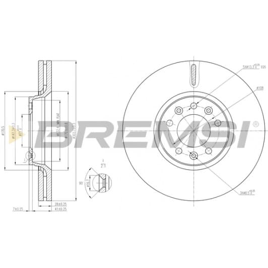 cd7615v Bremsi Тормозной диск