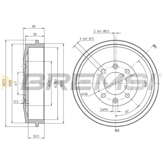 cr5146 Bremsi Тормозной барабан