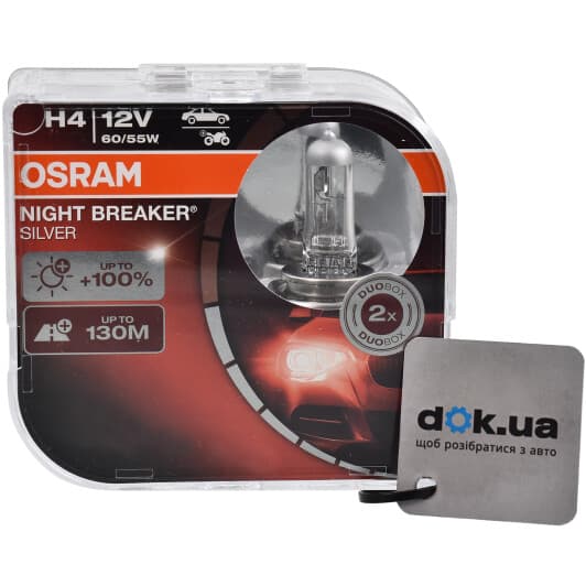 Автолампа Osram Night Breaker Silver H4 P43t 60 W прозрачная 64193nbshcb