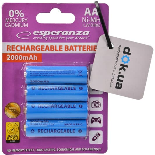 Аккумуляторная батарейка ESPERANZA EZA104B 2000 mAh 4 шт