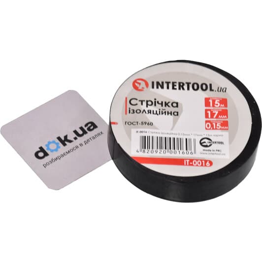 Ізоляційна стрічка Intertool it0016 чорна ПВХ 17 мм x 15 м