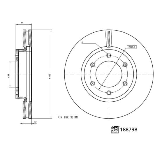 188798 Febi Гальмівний диск для Ford Ranger