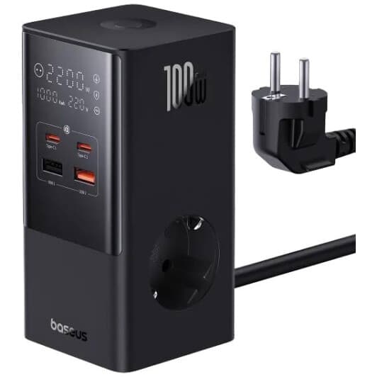 Мережевий зарядний пристрій Baseus PowerCombo Tower PowerStrip E00023609113-00 100 Вт