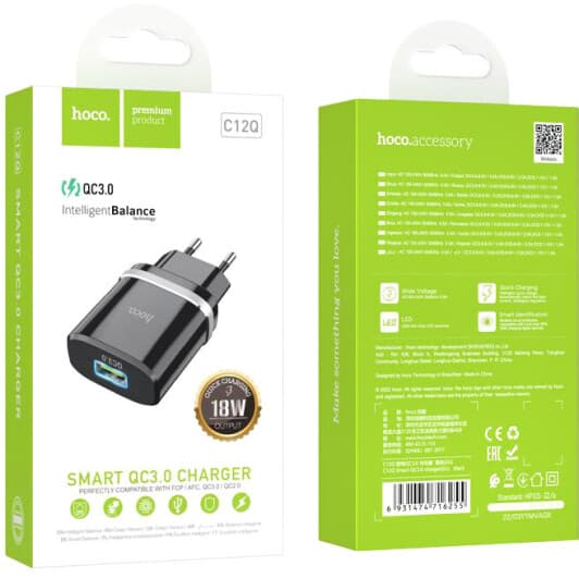 Сетевое зарядное устройство Hoco C12Q Smart 6931474716255 18 Вт