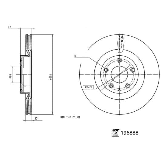 196888 Febi Гальмівний диск для Mazda MX-30
