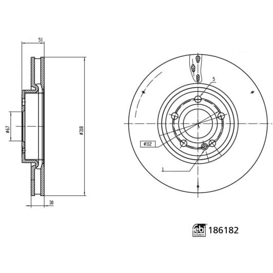 186182 Febi Гальмівний диск