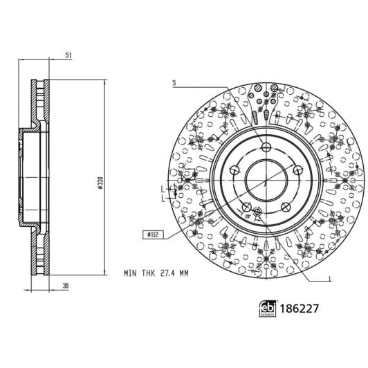 186227 Febi Гальмівний диск