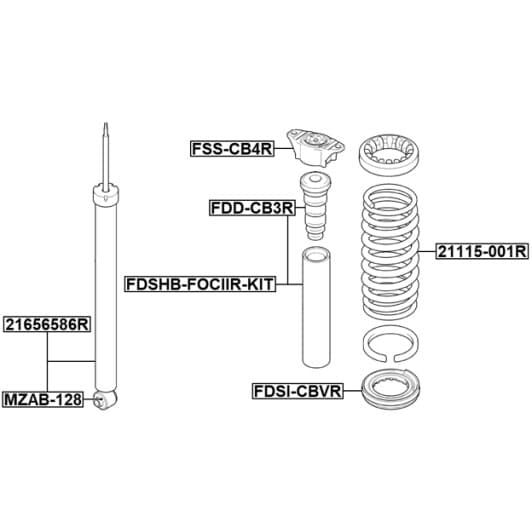 21115001r Febest Пружина підвіски для Ford Focus