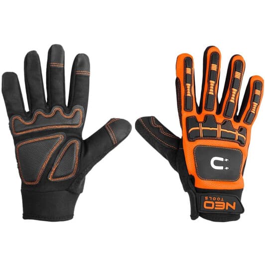 Рукавички робочі Neo Tools шкіряні з гумовими вставками чорні