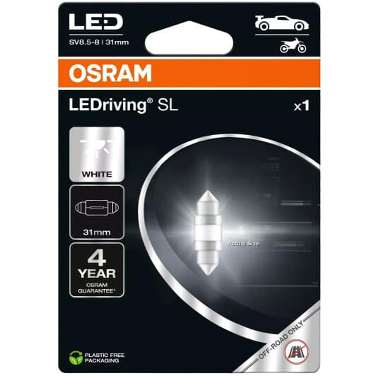 Автолампа Osram LEDriving SL C5W SV8,5-8 1 W белая 6438DWP-1BL