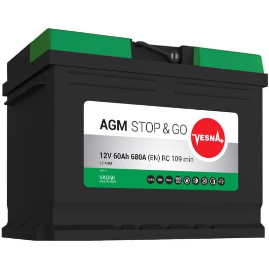 Аккумулятор Vesna 6 CT-60-R Stop&Go AGM 314060
