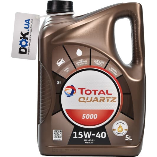 Total Quartz 5000 15W-40 (5 л) моторное масло
