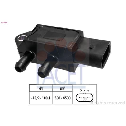 103318 Facet Датчик давления выхлопных газов для Audi Q3